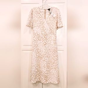 NWT Ann Taylor Factory leopard Print Long Dress White×Tan Size 2 Light B…
